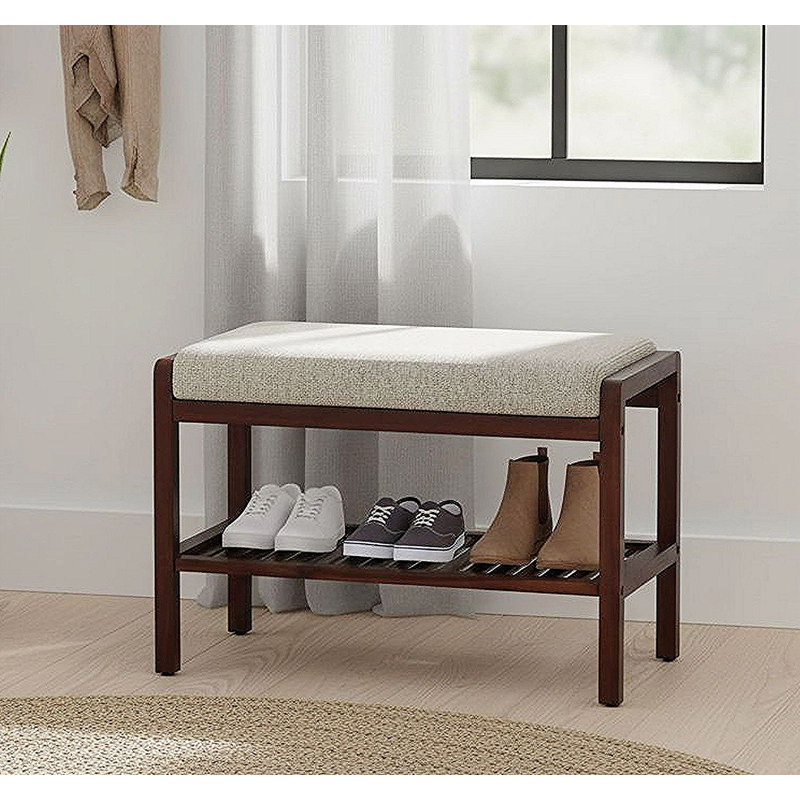 Banc rembourré en acacia, Acajou