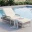 Chaise longue d'extérieur en rotin PE pour l'extérieur, inclinable réglable avec coussin épais pour la terrasse et le bord de la piscine, gris