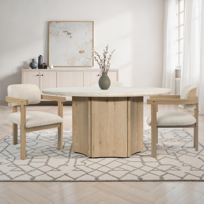 Oja 59" Pedestal Dining Table, Brown