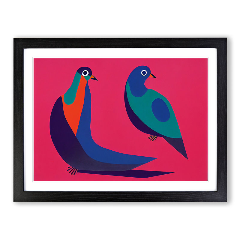 Abstract Pigeon Birds Vol.1 - Framed Print, Black, 46cm H x 64cm W x 2cm D