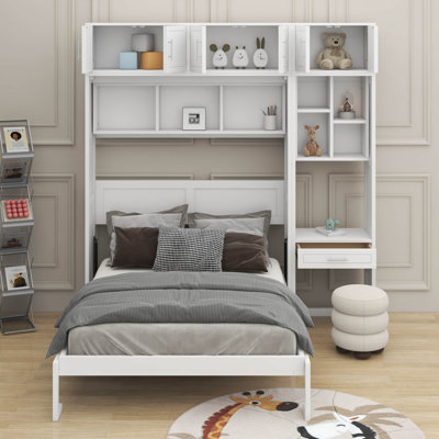 Lit escamotable double pleine grandeur avec bureau