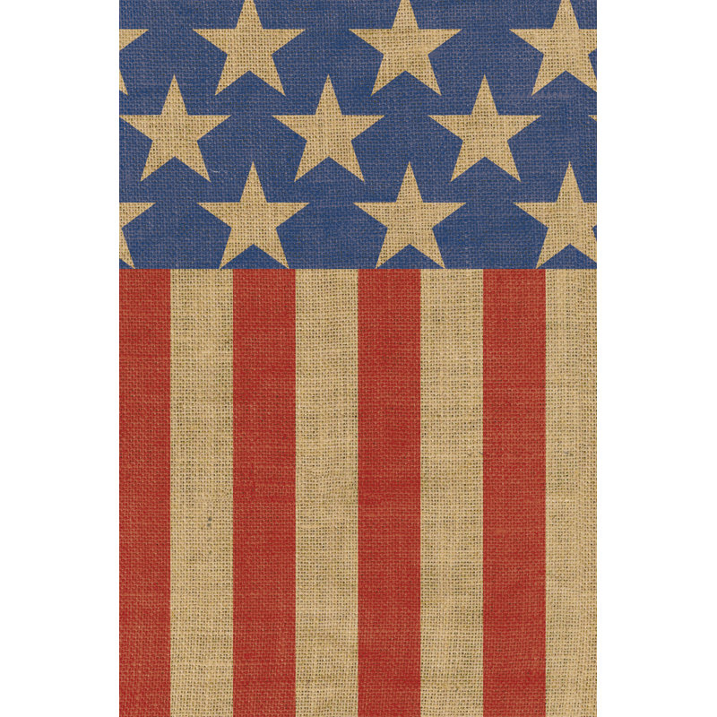 Burlap Flag Heart 2 - Wrapped Canvas Print, 30cm H x 20cm W x 3.8cm D