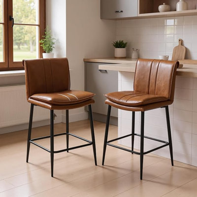 Upholstered Counter Stool with Metal Frame