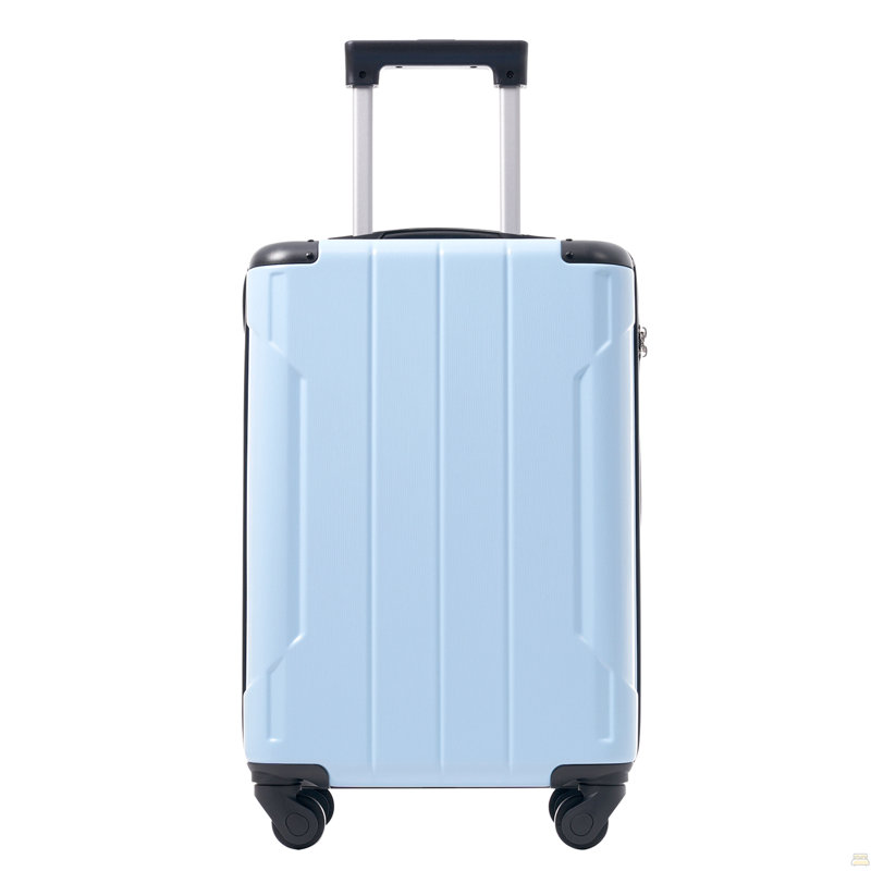 Bagage à main 20 pouces Hardshell, valise légère en ABS durable avec roulettes, serrure TSA intégrée, 2 cubes de rangement, bleu ciel