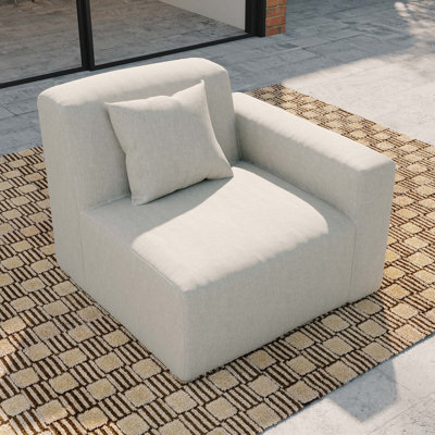 Fauteuil de patio avec accoudoirs à accoudoir gauche, canapé d'extérieur simple avec coussins