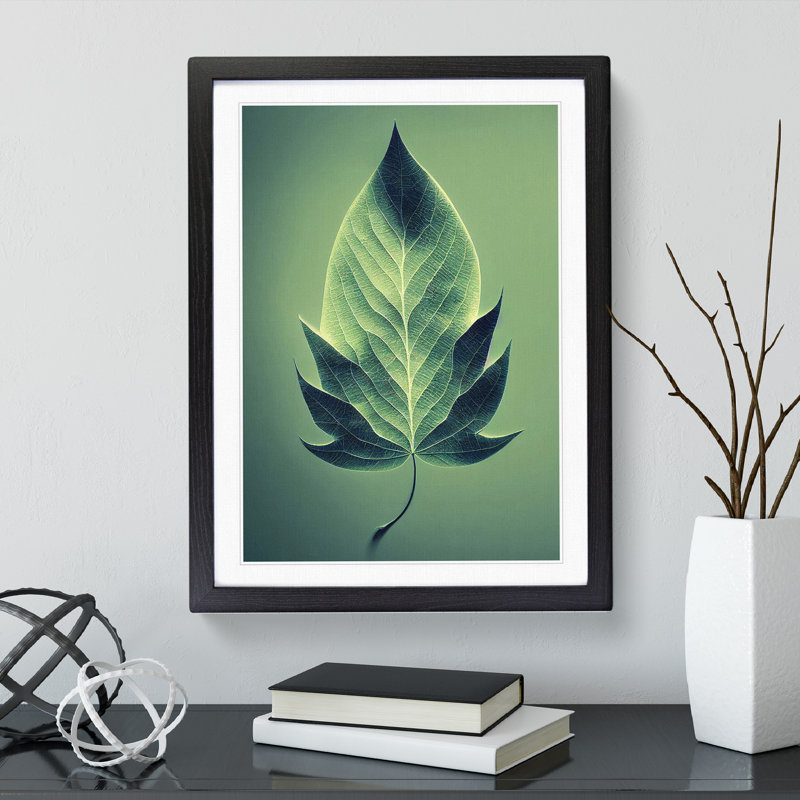 Single Plant Leaf No.1 - Framed Print, Black Framed, 64cm H x 46cm W x 2cm D