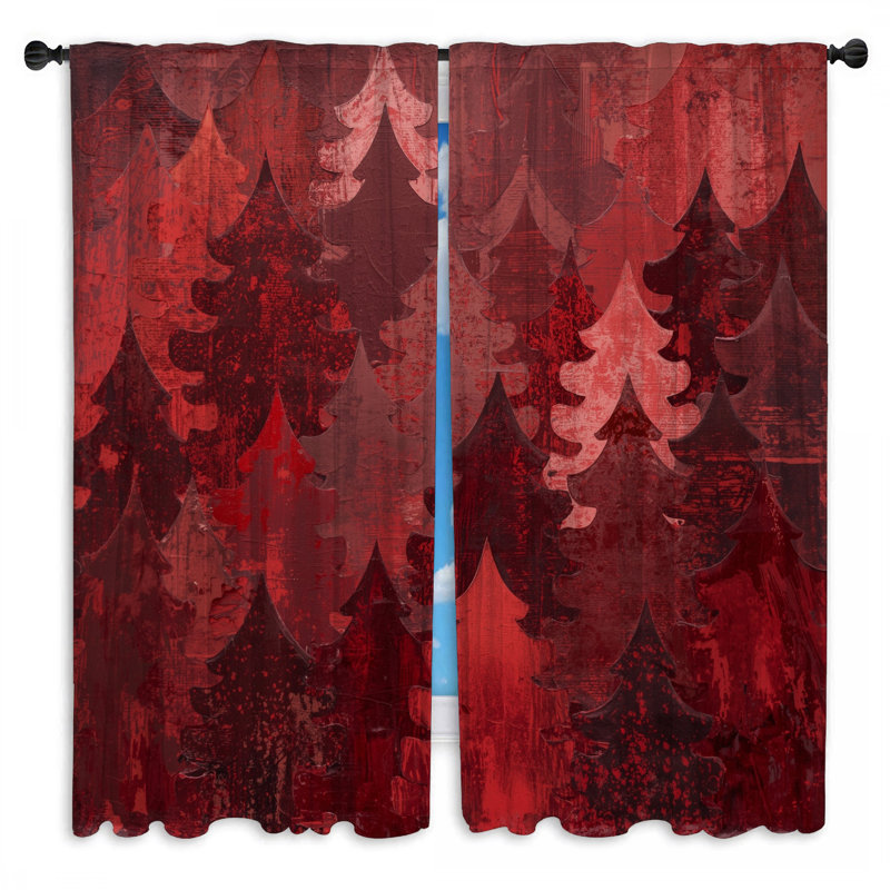 Rideaux de fenêtre rouges à motif d'arbres de Noël obscurcissant et obscurcissant - 2 panneaux, 20 po x 50 po - 2 panneaux