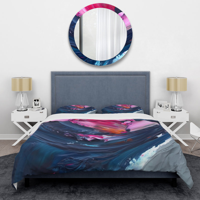 Ensemble de housse de couette en microfibre / polyester texturé bleu et rose