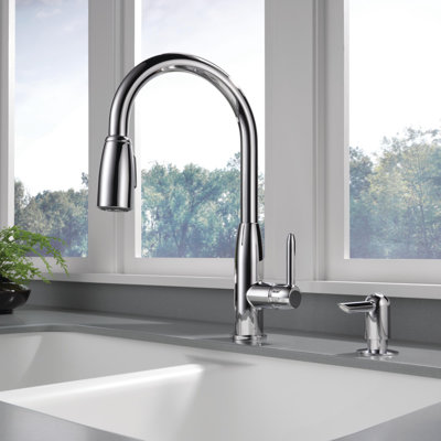 Peerless Faucets Pull Down Kitchen Faucet with and with Soap Dispenser