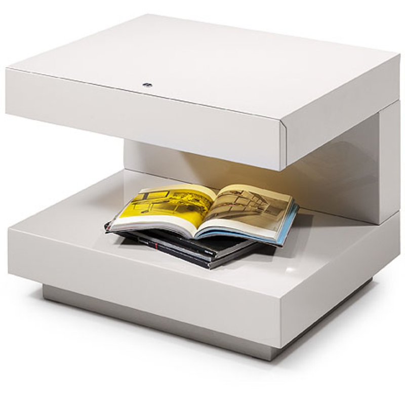 Newnan 20'' W Solid Wood Nightstand, White Glossy