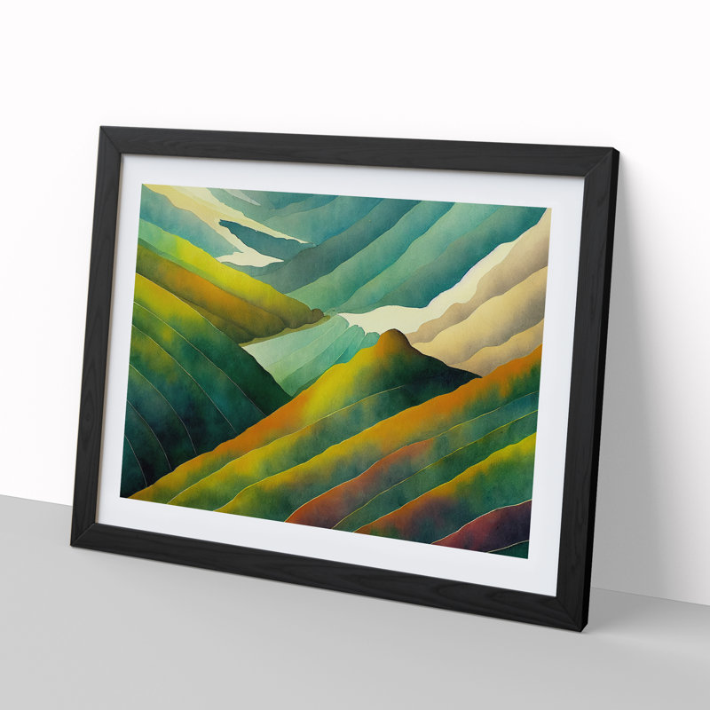 XH1022-7536X Rolling Mountain Range Vol.3 - Single Picture Frame Painting, Black , 46cm H x 64cm W x 2cm D