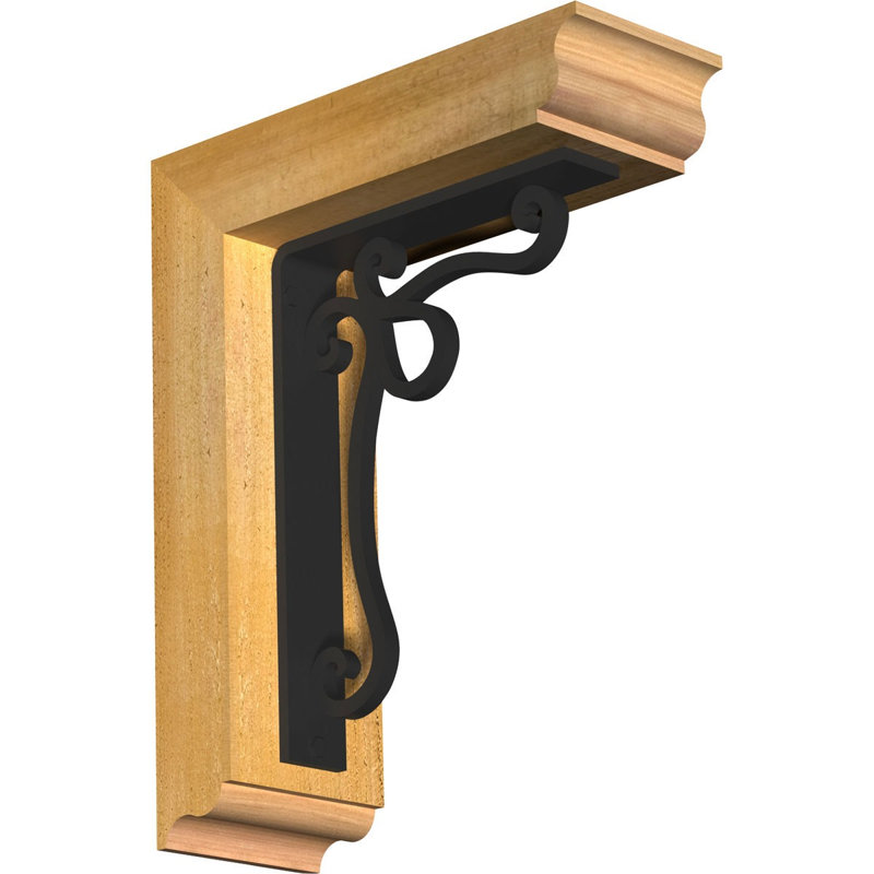 Support simple en fer 4 "Orleans, H 16 po x P 13 1/2 po, Cèdre rouge de l'Ouest l 4 po x T 4 po (sciage br