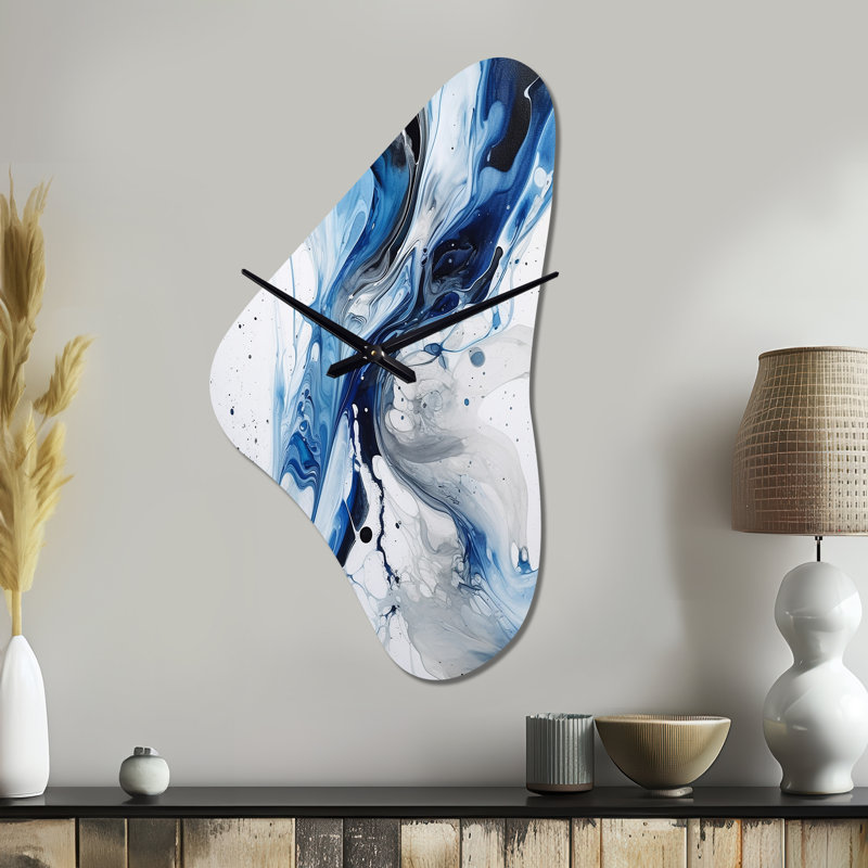 Horloge bleue asymétrique bleue et grise, Grand
