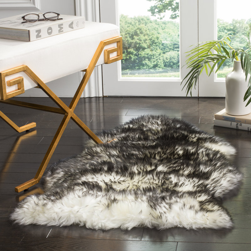 Tapis à motif de peau de mouton Tateos, Rectangulaire 2 pi x 3 pi