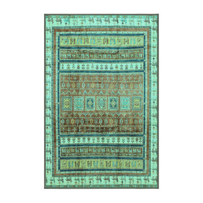Tapis bleu en chenille tissé à la machine Southwestern