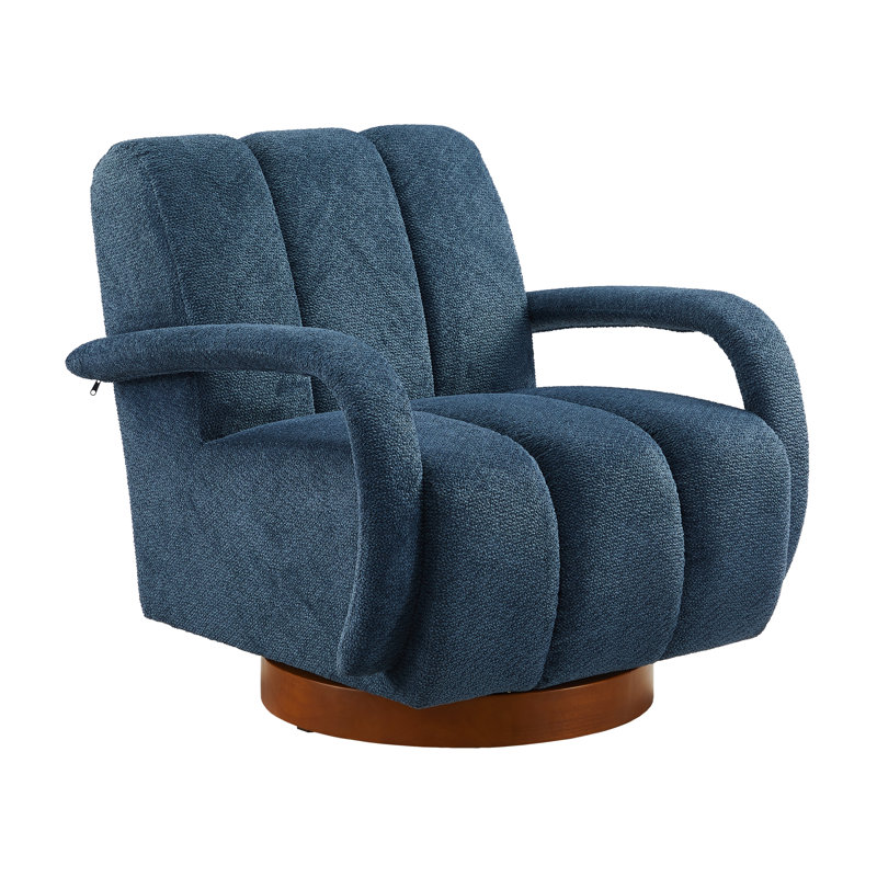 Swivel Upholstered Accent Armchair, Blue