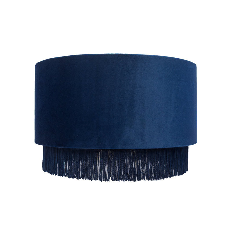 Abat-jour tambour en velours (araignée), Bleu marine, H 10,24 po x l 15,75 po x P 15,75 po