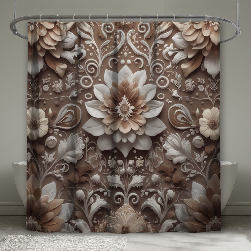 Rideaux de douche à motif floral complexes extra longs, L 70 po x H 84 po
