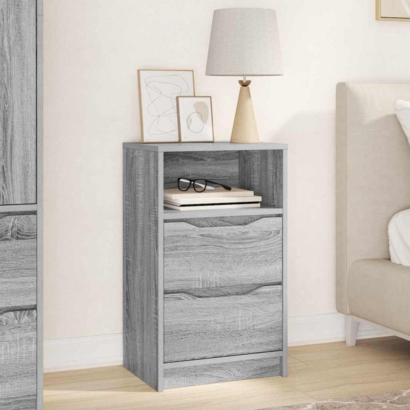 40cm W Manufactured Wood Bedside Table, Grey Sonoma