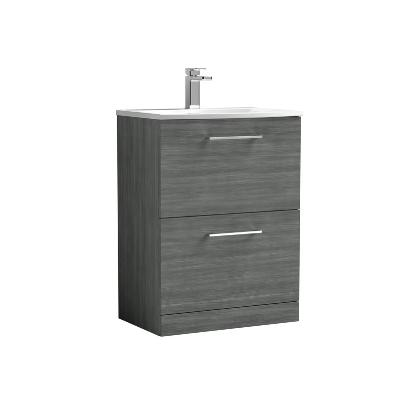 Arno 610mm Single Bathroom Vanity with Integrated Vitreous China Basin, Charcoal Black