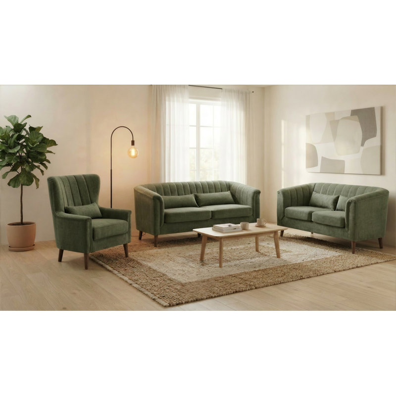 Colvin Upholstered Wingback Chair, Winter Moss Gray Velvet