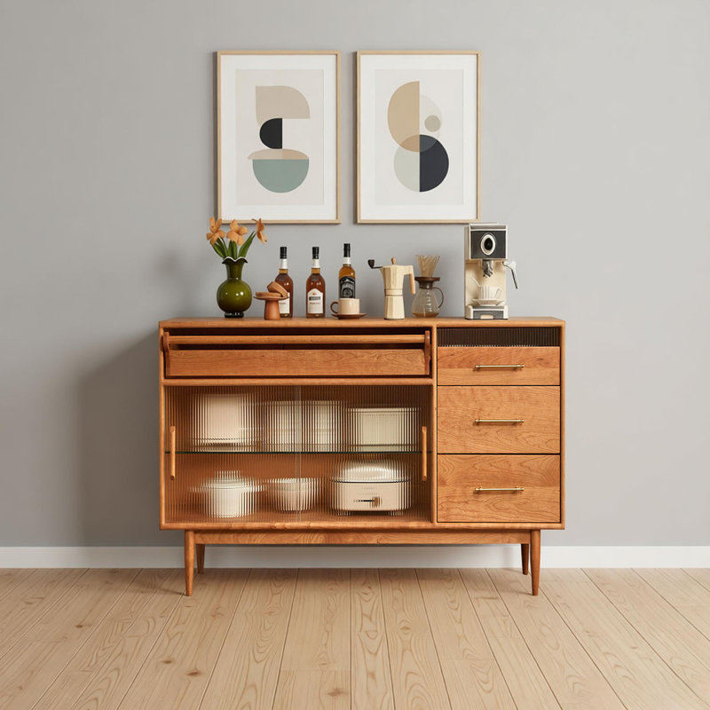 Buffet de rangement multifonctionnel en bois massif, H 33,85 po x l 47,24 po x P 16,92 po
