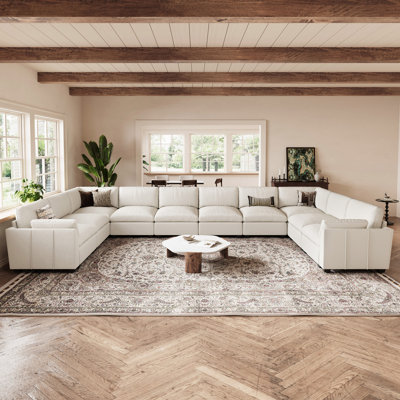 Knaack Oversized 200.8'' Wide U-Shaped Livingroom Couch Velvet & Plush Sectional Sofa With Detachable Back & Seat Cushions