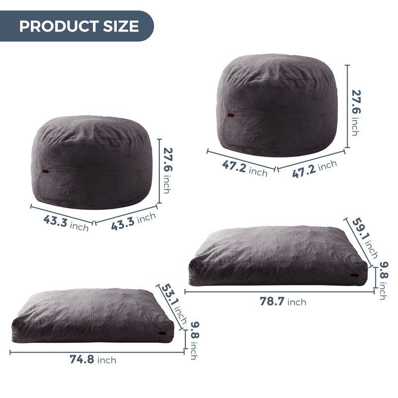 Fauteuil à billes en polyester, H 43,3 po x l 43,3 po x P 27,6 po, Polyester gris foncé