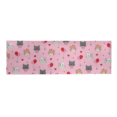 Tapis rose/rouge/gris fait main