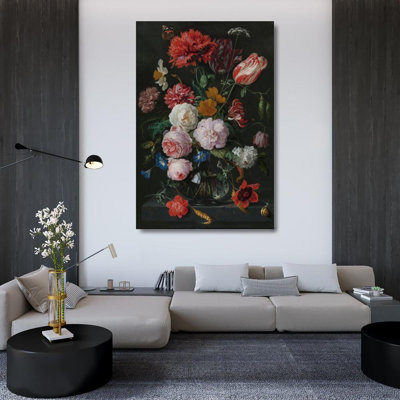«Still Life with Flowers in a Glass Vase» par Jan Davidz De Heem - Art mural sur toile tendue avec châssis