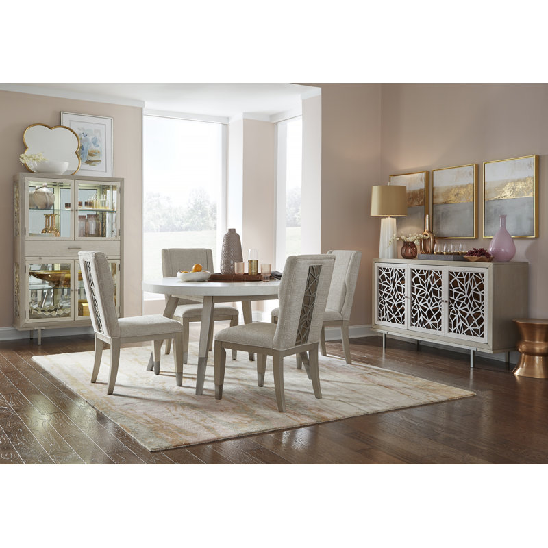 Round Dining Table With 4 Host Chairs, White, 5 Pieces: Table, 4 Chairs, White