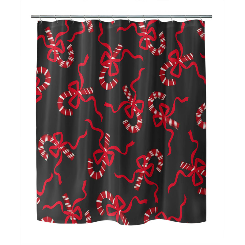Rideau de douche léger et ultra fin Candycanes & Bows, Noir