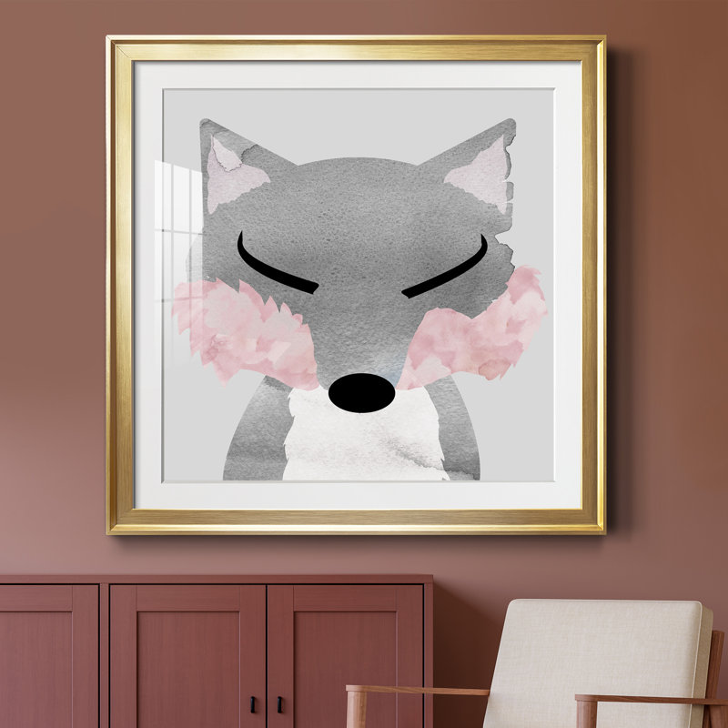 Renard - peinture encadrée, H 34,5 po x l 34,5 po x P 1,5 po, Toile encadrée dorée