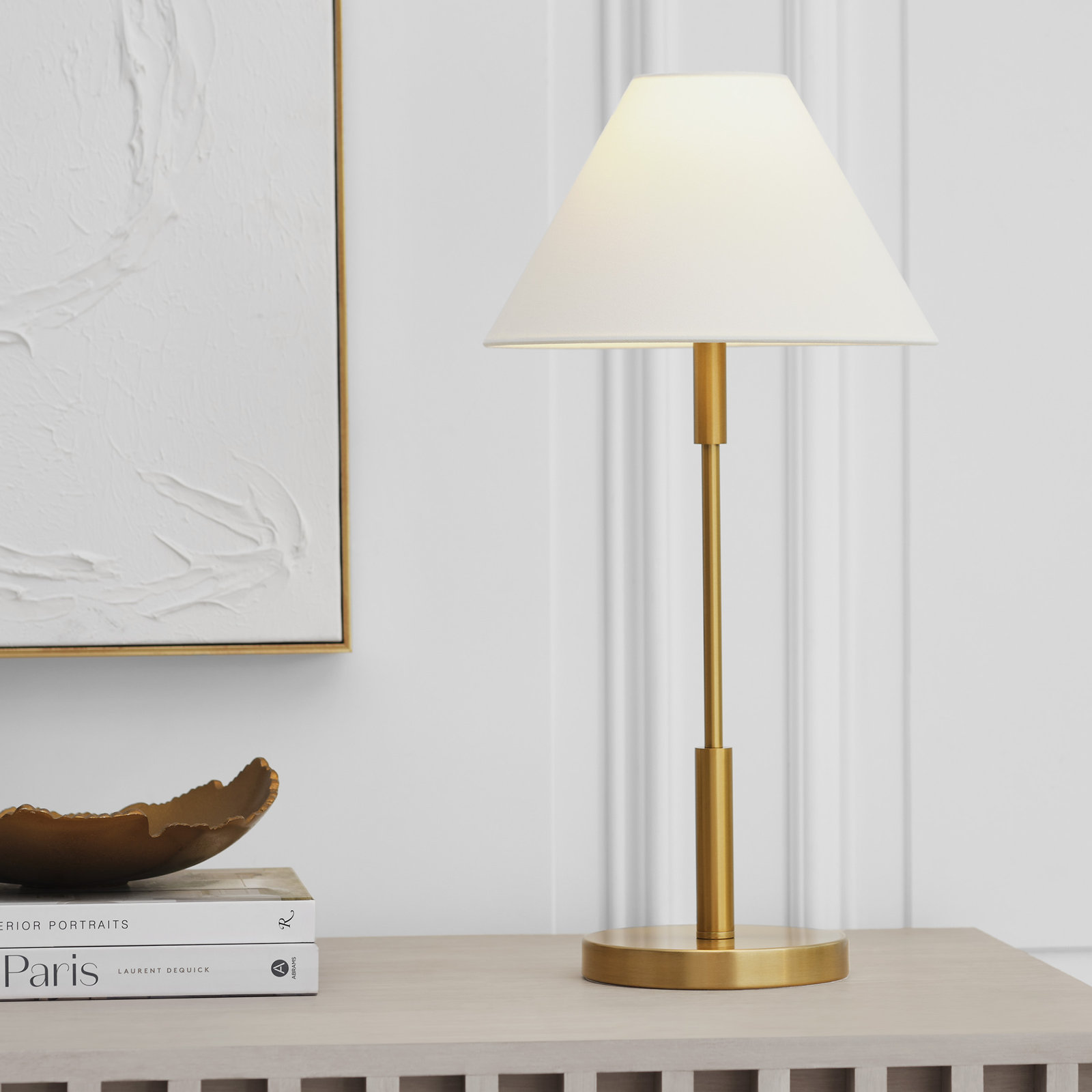 Porteau 1-Light Medium Table Lamp, Satin Brass