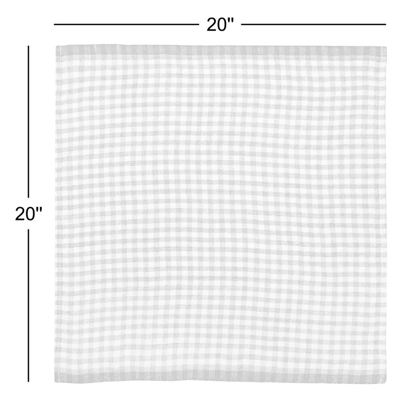 Gingham Linen Square Napkins, Orange/Aqua