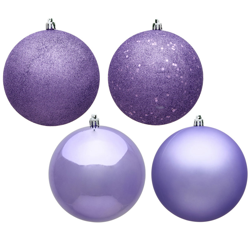 Holiday Décor Ball Ornament, 4" H x 4" W x 4" D, Lavender
