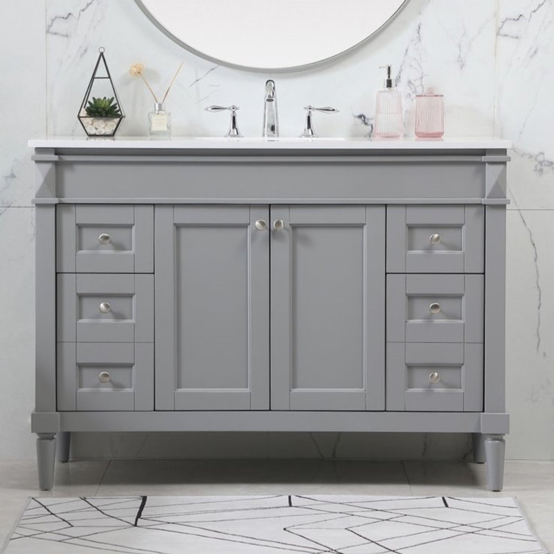 Readington 48'' Single Bathroom Vanity with Engineered Marble Top, Gray