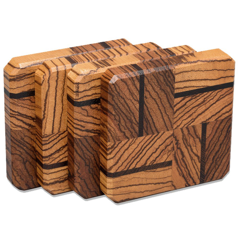 Tiger and Wenge Wood Coasters End Grain with Base