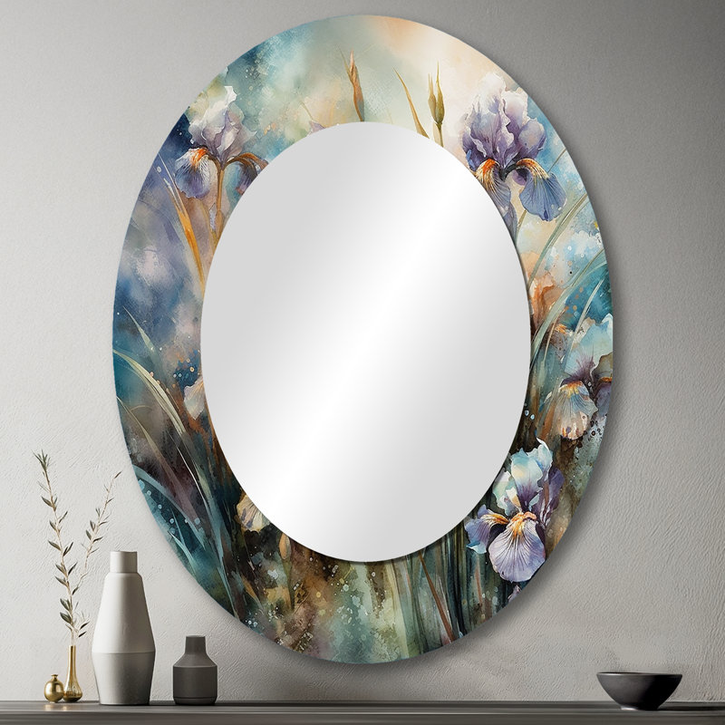 Miroir mural mauve et vert Wild Iri S I, 43 po x 33 po