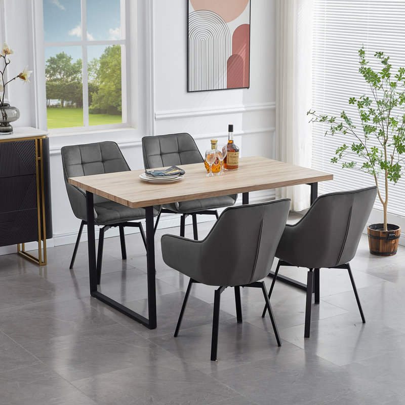 Abigailgrace 48cm H Velvet Upholstered Dining Chair, Dark Grey