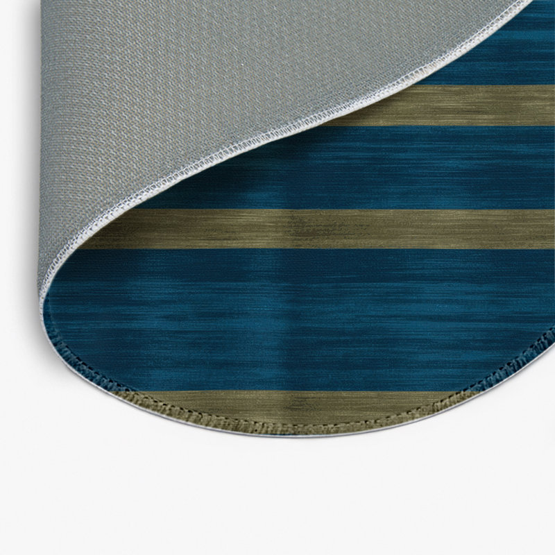 Tapis intérieur / extérieur bleu HorizontalStripes, Rond 5 pi