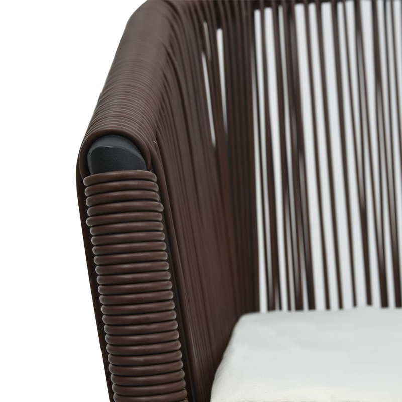Klingensmith Patio Chair with Cushions, Brown Frame/White Cushion
