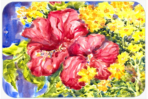 Planche à découper en verre fleur caroline de trésors Hibiscus
