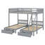 Wood Triple Bunk Bed With Drawers And Guardrails-501031892