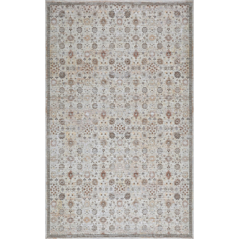 Tapis lavable à la machine Petunia, Beige/Cream, Rectangle 3' x 5'