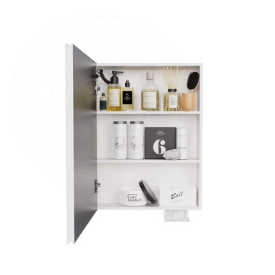 LED Bathroom Medicine Cabinet with Anti-Fog, Single-Color White Light & Door Storage