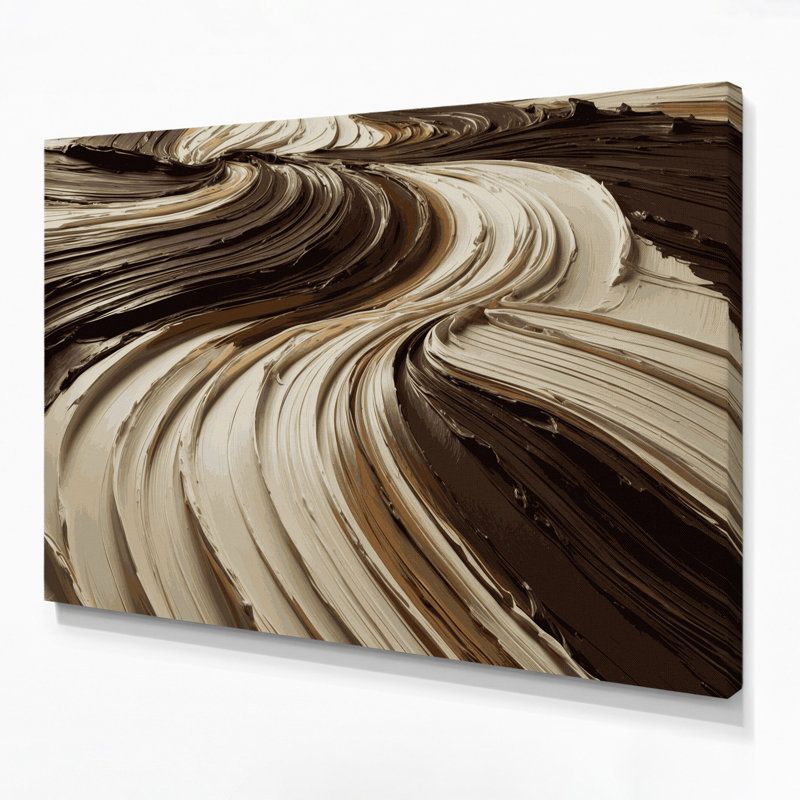 Impression sur toile horizontale à rayures horizontales brun foncé et beige sur toile, H 11 po x l 14 po