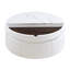 Table basse ronde blanche à 1 tiroir avec plateau en marbre et placage de grain de bois 29,5 po