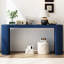 Console de couleur marine avec motif à rayures verticales unique - cadre fabriqué pour l'option de table de chevet de chambre à coucher