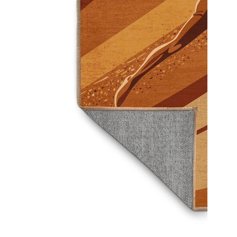 Machine Washable Takengon Long Jump Modern & Contemporary Rug in Brown – LightBrown Binding, 4x6